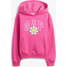 Gap Logo Çiçek Desenli Çocuk Pembe SWEATSHIRT.003