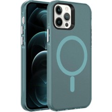 Zore Apple iPhone 12 Pro Kılıf Senk Magsafe Şarj Özellikli Buzlu Transparan C-Pro Sert Kapak-Koyu Yeşil