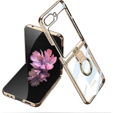 Zore Galaxy Z Flip 6 Kılıf Senk Yüzüklü Kıpta Kapak-Gold