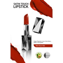 Alix Avien Uzun Süre Kalıcı Nemlendirici Pürüzsüz Etkili Yarı Mat Ruj - Satin Touch Lipstick 826 Allure Red