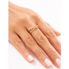 Zeyd Jewelry Modern Taşlı  Çapraz Tasarım 14 Ayar Altın Yüzük