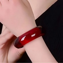 Fm Kadınlar Için 1 Adet Şık Reçine Bilezik - Minimalist Vintage Tarzı, Parlak Kırmızı  Tasarım, Günlük Kıyafetler & Hediye Için Hafif Reçine  Bilezik  Çap 6 cm Genişlik1,8 Mm.