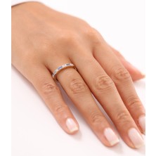 Zeyd Jewelry Parlak Beyaz ve Mavi Taşlı 14 Ayar Altın Yüzük