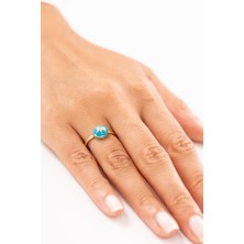 Zeyd Jewelry Turkuaz Mineli Yıldız Formlu Taşlı 14 Ayar Altın Yüzük
