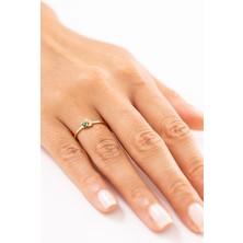 Zeyd Jewelry Klasik Şıklık Yeşil Taşlı 14 Ayar Altın Yüzük