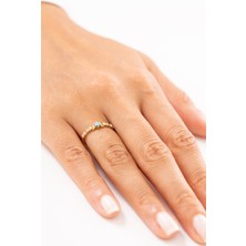 Zeyd Jewelry Turkuaz Taşlı ve Taş Sıralı 14 Ayar Altın Yüzük