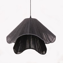 Mylamp Wave Makrome Ipli El Yapımı Sarkıt Lamba – Petrol Mavi 55X45 cm