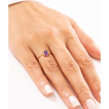 Zeyd Jewelry Mor Oval Taşlı 14 Ayar Altın Yüzük