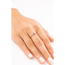 Zeyd Jewelry Mor Taşlı Minimal 14 Ayar Altın Yüzük
