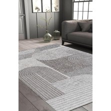 Carmine Carpet Dijital Baskılı Yıkanabilir Gri Iskandinav Bohem Desen Kaymaz Taban Halı