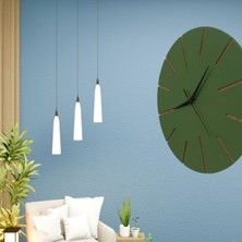 P Parla Ahşap Minimal Dekoratif Duvar Saati - 33X33 cm Koyu Yeşil