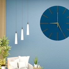 P Parla Ahşap Minimal Dekoratif Duvar Saati - 33X33 cm Indigo