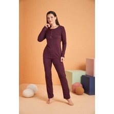 Pjs Kadın Bordo Uzun Kol Pijama Takımı 28048