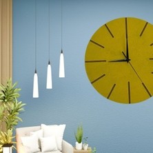 P Parla Ahşap Minimal Dekoratif Duvar Saati - 33X33 cm Hardal