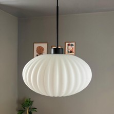 Bamyum Elegant Cam Beyaz Avize Siyah Ince Başlık Sarkıt Lamba Restoran Salon Aydınlatma