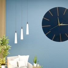P Parla Ahşap Minimal Dekoratif Duvar Saati - 33X33 cm Lacivert