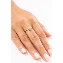 Zeyd Jewelry El Işçiliği Yeşil Taşlı 14 Ayar Altın Yüzük