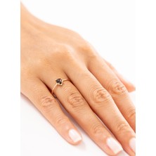 Zeyd Jewelry Siyah Damla Taşlı 14 Ayar Altın Yüzük