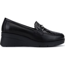 Tamer Tanca Kadın Hakiki Deri Siyah Comfort Ayakkabı 488 1041 Bn Ayk SK25-26 Syh/fume Akya