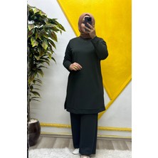 Elmas Tesettür Kadın Tesettür Giyim Büyük Beden Pantolonlu Ecrin Ikili Takım