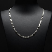 Silvalli 100 Mikron Rodyum Figaro Gümüş Zincir