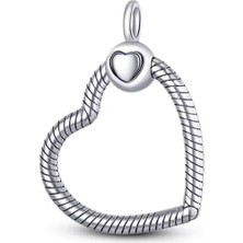 Fubena Moments Kalp Gümüş Zincirli Charm Taşıyıcılı Kolye 925 Ayar Gümüş Maden Renkli