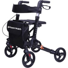 Wipperman Alüminyum Rollator 502 – Lüks Yürüteç, Yaşlılar Için, Katlanabilir, Siyah