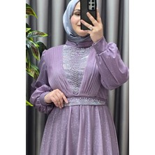 Elmas Tesettür Kadın Tesettür Giyim Büyük Beden Simli Kübra Abiye