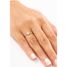 Zeyd Jewelry Işıltılı Yıldız Desenli Minimal 14 Ayar Altın Yüzük