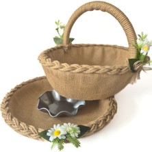 Bonvos Dekoratif İkili Kına Seti - Nişan Nikah Kına Sepeti 38cm X 30cm Ebatlarında