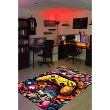 Carmine Carpet Dijital Baskı Yıkanabilir Oyun Konsolu Desenli Gamer Halı