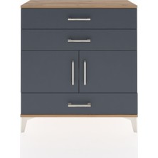 Dienni Arges Şifonyer 2 Raflı 3 Çekmeceli 2 Kapaklı 88X30X96 Çam-Antrasit