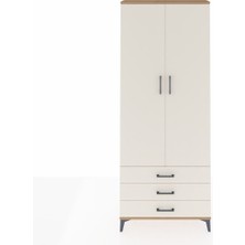 Dienni Arges Dolap 2 Raflı 3 Çekmeceli Tek Askılı 88X30X221 Çam-Aytaşı