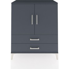 Dienni Hyperion Şifonyer 2 Raflı 2 Çekmeceli 2 Kapaklı 88X44X106 Antrasit-Antrasit