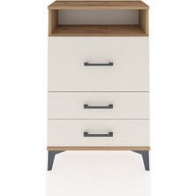 Dienni Arges Komodin Tek Raflı 3 Çekmeceli 60X30X96 Çam-Aytaşı