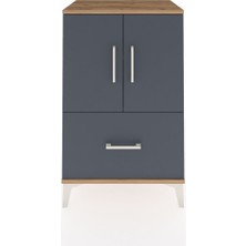 Dienni Hyperion Komodin 2 Raflı Tek Çekmeceli 2 Kapaklı 60X44X96 Çam-Antrasit