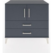 Dienni Hyperion Şifonyer Tek Raflı 2 Çekmeceli 2 Kapaklı 88X44X80 Antrasit-Antrasit