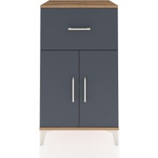Dienni Hyperion Komodin Tek Raflı Tek Çekmeceli 2 Kapaklı 60X44X106 Çam-Antrasit