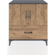 Dienni Hyperion Şifonyer Tek Raflı Tek Çekmeceli 2 Kapaklı 88X44X96 Antrasit-Çam