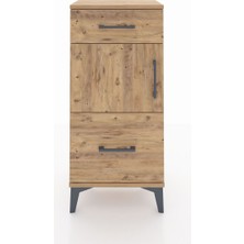 Dienni Arges Komodin Tek Raflı 2 Çekmeceli Tek Kapaklı 44X30X96 Çam-Çam