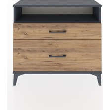 Dienni Arges Şifonyer Tek Raflı 2 Çekmeceli 88X30X80 Antrasit-Çam