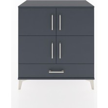 Dienni Hyperion Şifonyer 2 Raflı Tek Çekmeceli 4 Kapaklı 88X44X96 Antrasit-Antrasit