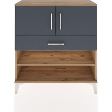 Dienni Arges Şifonyer 3 Raflı Tek Çekmeceli 2 Kapaklı 88X30X96 Çam-Antrasit