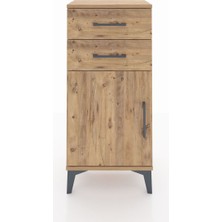 Dienni Arges Komodin Tek Raflı 2 Çekmeceli Tek Kapaklı 44X30X96 Çam-Çam