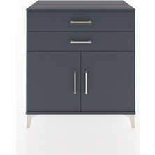 Dienni Hyperion Şifonyer Tek Raflı 2 Çekmeceli 2 Kapaklı 88X44X96 Antrasit-Antrasit