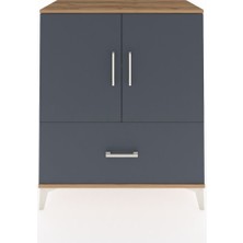 Dienni Hyperion Şifonyer 2 Raflı Tek Çekmeceli 2 Kapaklı 88X44X106 Çam-Antrasit