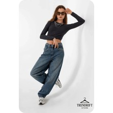 FlexiFit 👖 Baggy Yıkamalı Toka Detaylı Bol Kesim Kadın Jean – Rahat Form, Geniş Paça, Modern Salaş Stil