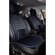 Startcar Chevrolet Kalos Deri Oto Koltuk Kılıfı Ön Arka Takım Siyah Mavi Royal Serisi Scr