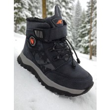 Ellaboni Erkek Çocuk Suya Soğuk Havaya Dayanıklı Cırtlı Içi Kürklü Siyah Kar Botu