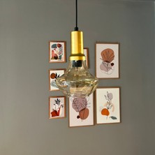 Bamyum Melk Cam Eskitme Tekli Gold Fener Başlık Retro Sarkıt Lamba Restoran Salon Aydınlatma